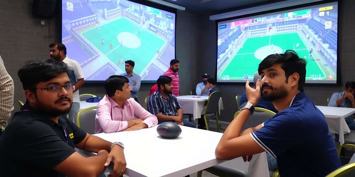 Chandigarh Champions Community Event Chandigarh Champions players gathered at a local tournament in Chandigarh with game projections on a large screen
